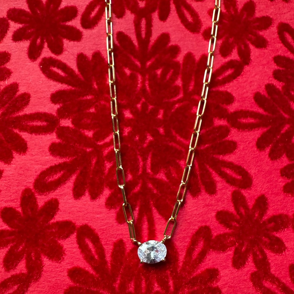 Rachel Zoe NWT 925 Gold Plated Necklace with crystal pendant